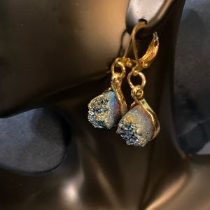 Handmade turquoise gold plated earrings